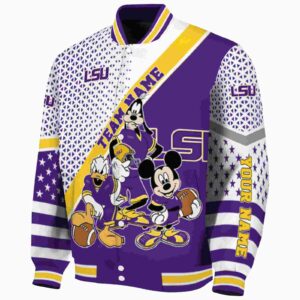 custom lsu tigers mickey donald goofy purple white jacket best selling jacketwow