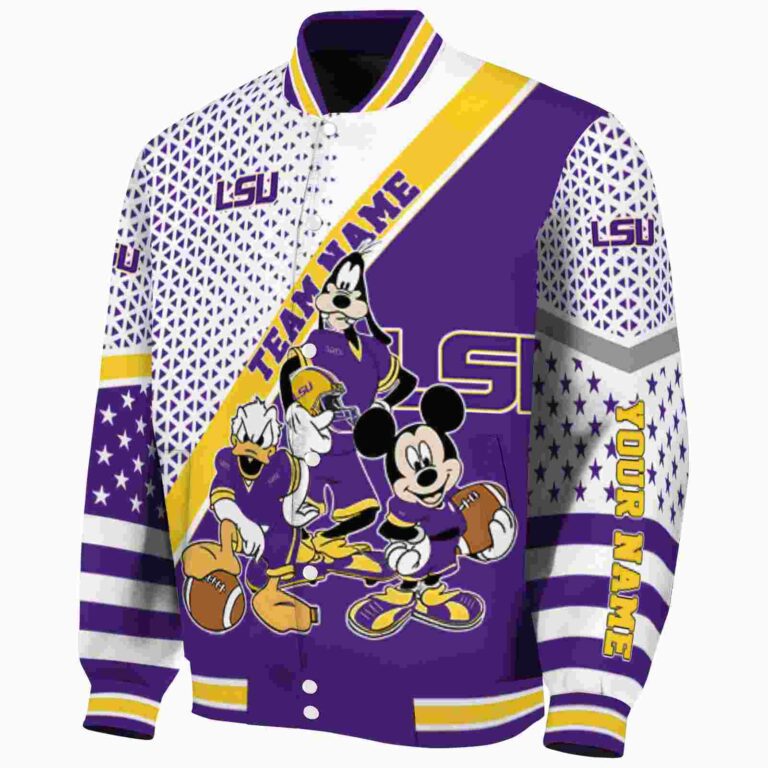 custom lsu tigers mickey donald goofy purple white jacket best selling jacketwow