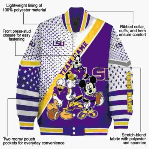 custom lsu tigers mickey donald goofy purple white jacket new arrival jacketwow