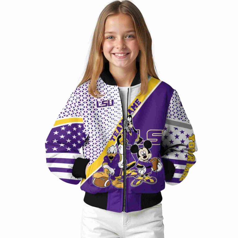 custom lsu tigers mickey donald goofy purple white jacket top rated jacketwow