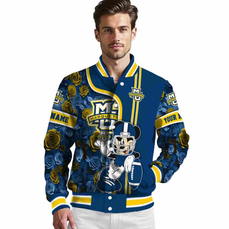 custom marquette golden eagles rose mickey blue jacket high quality jacketwow