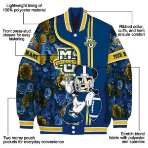 custom marquette golden eagles rose mickey blue jacket new arrival jacketwow