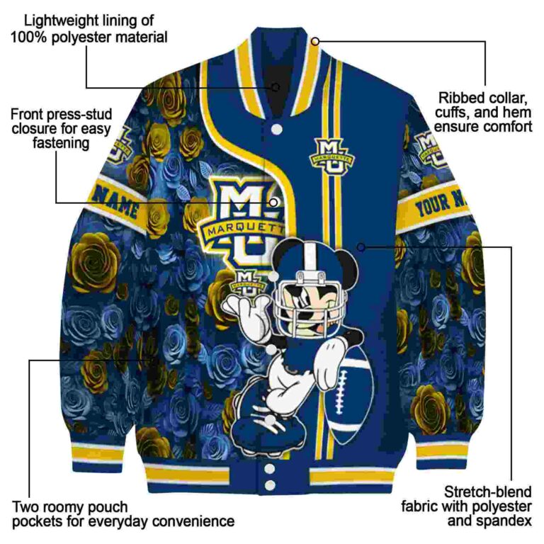 custom marquette golden eagles rose mickey blue jacket new arrival jacketwow