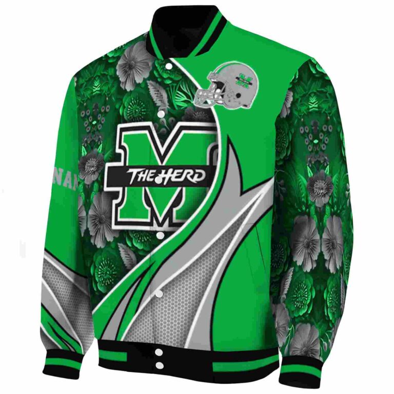 custom marshall thundering herd floral print green jacket best selling jacketwow