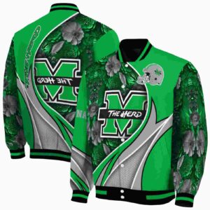 custom marshall thundering herd floral print green jacket fashion forward jacketwow