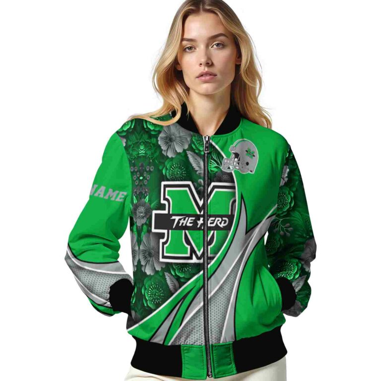 custom marshall thundering herd floral print green jacket latest model jacketwow