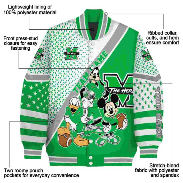 custom marshall thundering herd mickey donald goofy green white jacket new arrival jacketwow