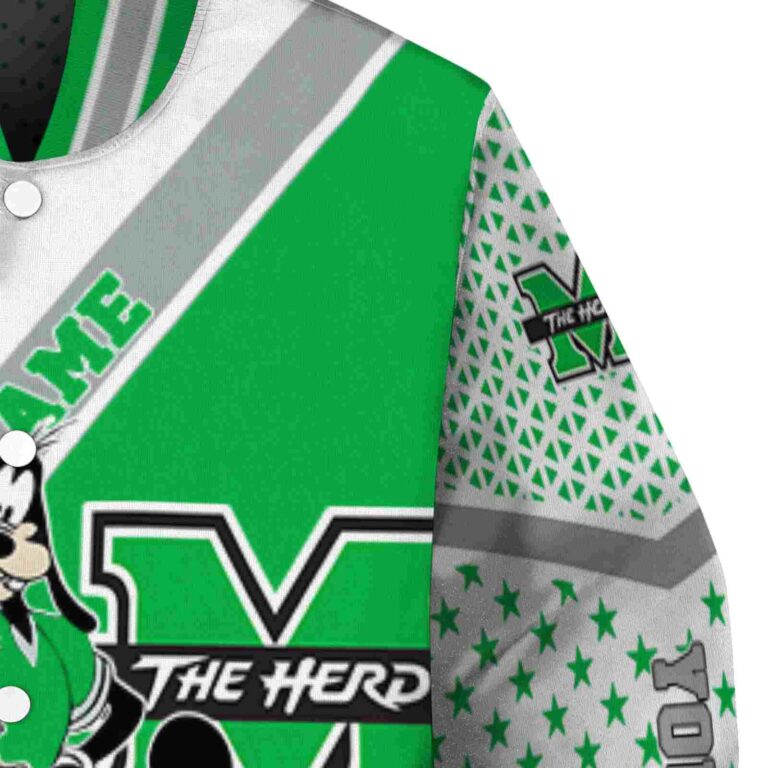 custom marshall thundering herd mickey donald goofy green white jacket premium grade jacketwow
