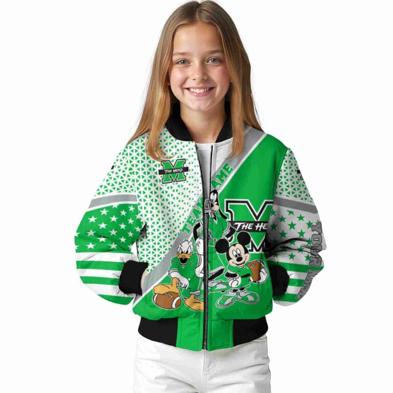 custom marshall thundering herd mickey donald goofy green white jacket top rated jacketwow