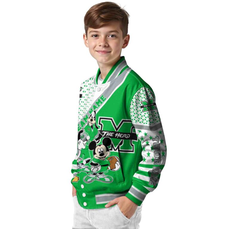 custom marshall thundering herd mickey donald goofy green white jacket trendy jacketwow
