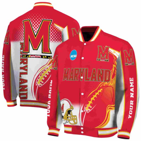 custom maryland terrapins flaming football red white jacket fashion forward jacketwow