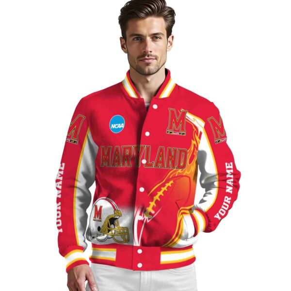 custom maryland terrapins flaming football red white jacket high quality jacketwow