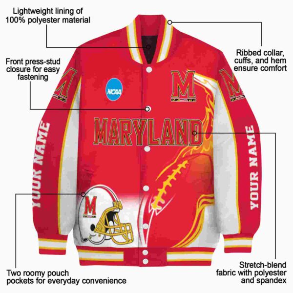 custom maryland terrapins flaming football red white jacket new arrival jacketwow