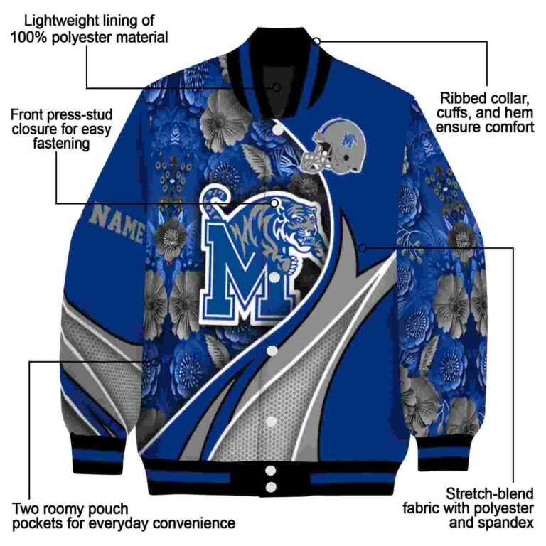 custom memphis tigers floral print blue jacket new arrival jacketwow