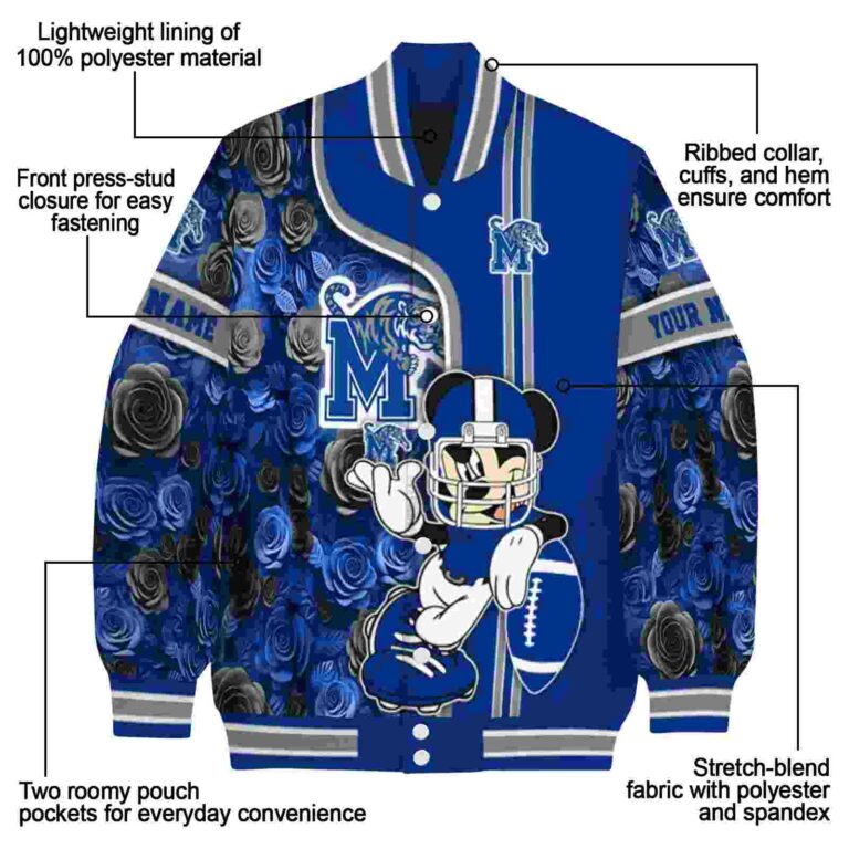 custom memphis tigers rose mickey blue jacket new arrival jacketwow