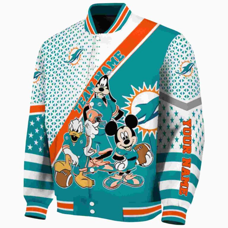 custom miami dolphins mickey donald goofy aqua white jacket best selling jacketwow