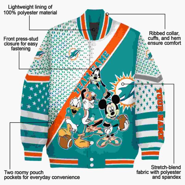 custom miami dolphins mickey donald goofy aqua white jacket new arrival jacketwow
