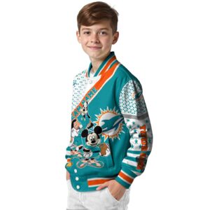 custom miami dolphins mickey donald goofy aqua white jacket trendy jacketwow