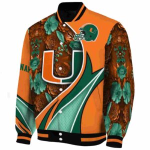 custom miami hurricanes floral print orange jacket best selling jacketwow
