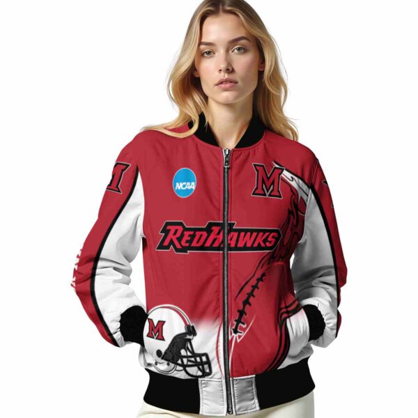 custom miami redhawks flaming football red white jacket latest model jacketwow