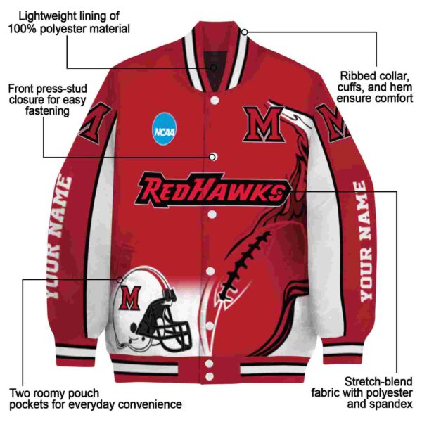 custom miami redhawks flaming football red white jacket new arrival jacketwow