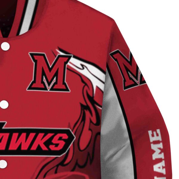 custom miami redhawks flaming football red white jacket premium grade jacketwow