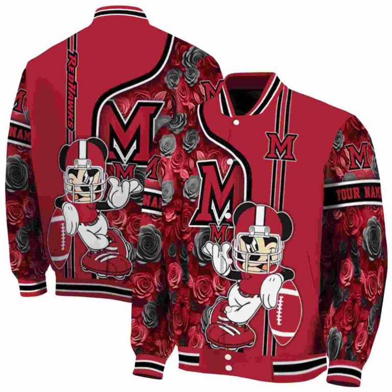 custom miami redhawks rose mickey red jacket fashion forward jacketwow