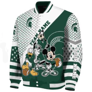 custom michigan state spartans mickey donald goofy green white jacket best selling jacketwow