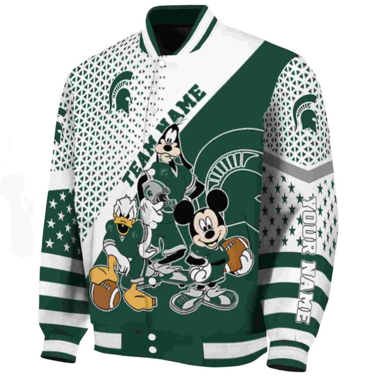 custom michigan state spartans mickey donald goofy green white jacket best selling jacketwow