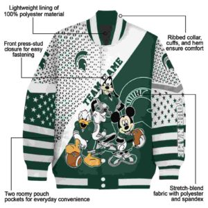 custom michigan state spartans mickey donald goofy green white jacket new arrival jacketwow