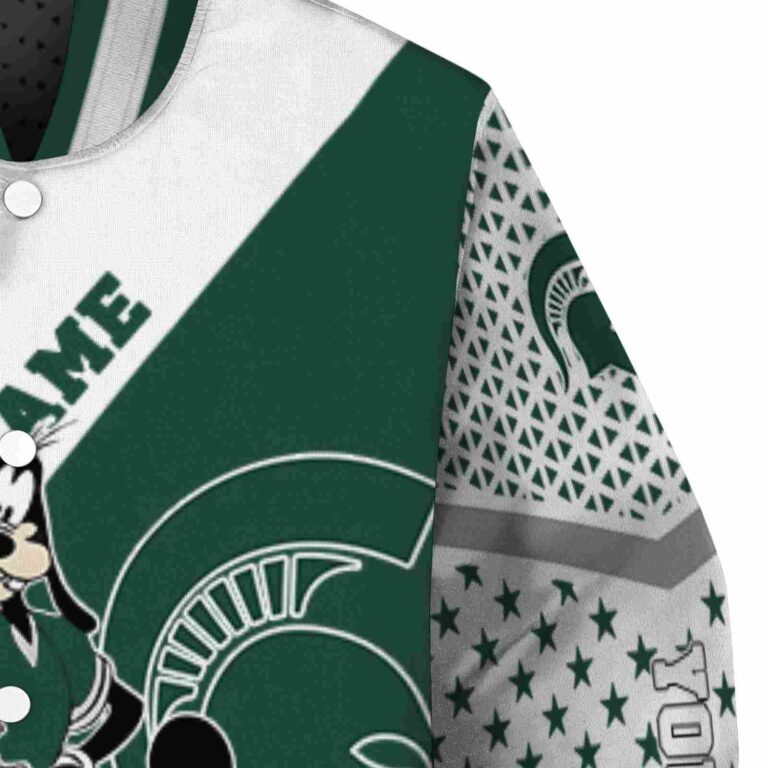 custom michigan state spartans mickey donald goofy green white jacket premium grade jacketwow