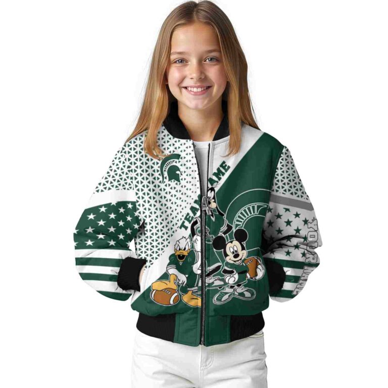 custom michigan state spartans mickey donald goofy green white jacket top rated jacketwow