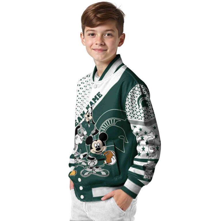 custom michigan state spartans mickey donald goofy green white jacket trendy jacketwow