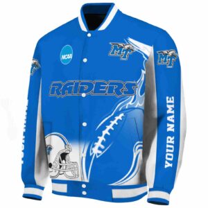 custom middle tennessee blue raiders flaming football blue white jacket best selling jacketwow