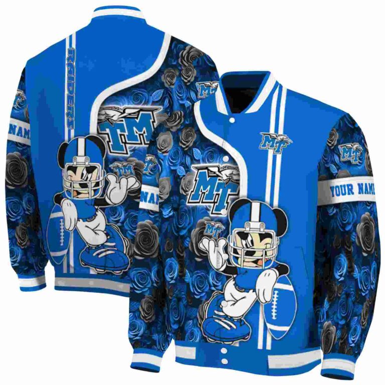 custom middle tennessee blue raiders rose mickey blue jacket fashion forward jacketwow
