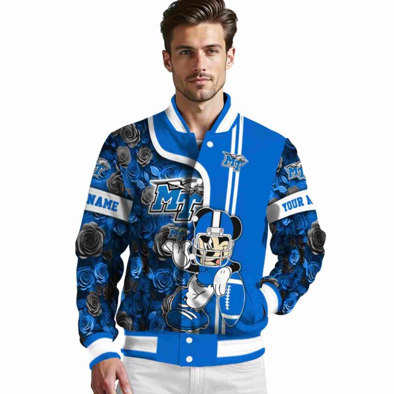 custom middle tennessee blue raiders rose mickey blue jacket high quality jacketwow