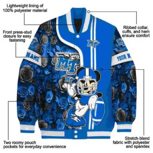 custom middle tennessee blue raiders rose mickey blue jacket new arrival jacketwow