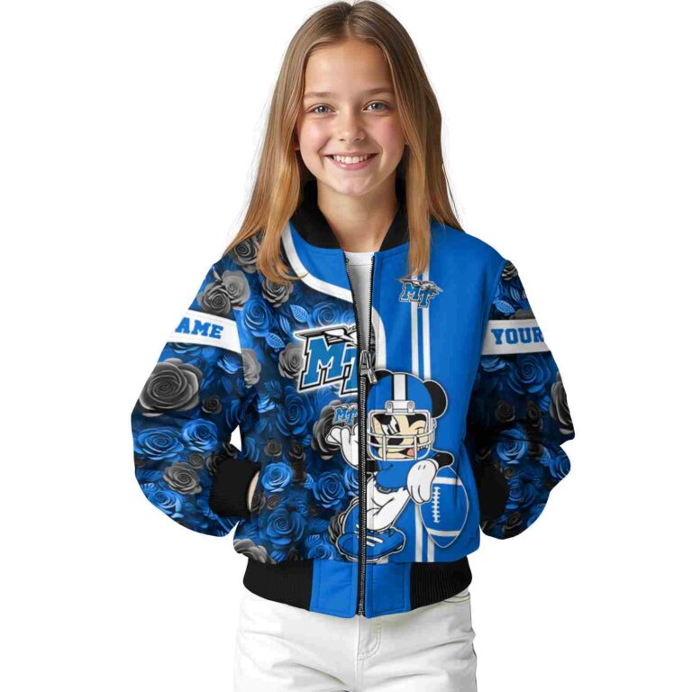 custom middle tennessee blue raiders rose mickey blue jacket top rated jacketwow
