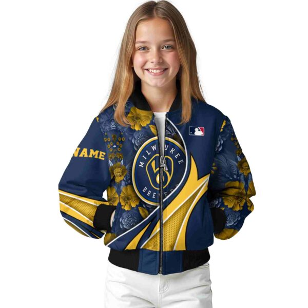 custom milwaukee brewers floral print navy blue jacket top rated jacketwow