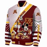 custom minnesota golden gophers mickey donald goofy maroon white jacket best selling jacketwow