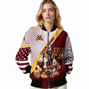 custom minnesota golden gophers mickey donald goofy maroon white jacket latest model jacketwow