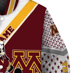 custom minnesota golden gophers mickey donald goofy maroon white jacket premium grade jacketwow