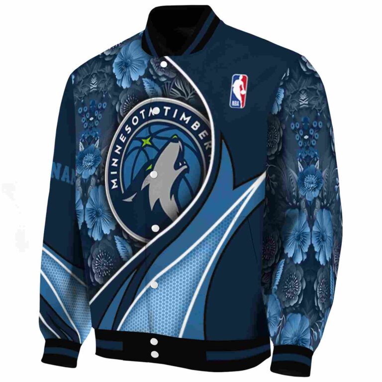custom minnesota timberwolves floral print midnight blue jacket best selling jacketwow