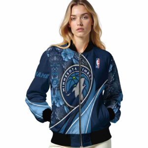 custom minnesota timberwolves floral print midnight blue jacket latest model jacketwow