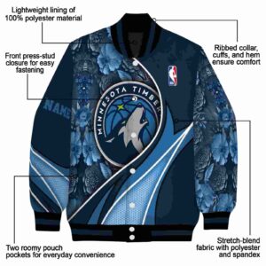 custom minnesota timberwolves floral print midnight blue jacket new arrival jacketwow