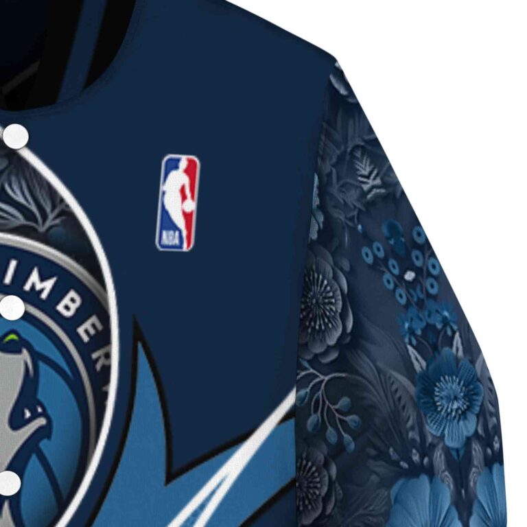 custom minnesota timberwolves floral print midnight blue jacket premium grade jacketwow
