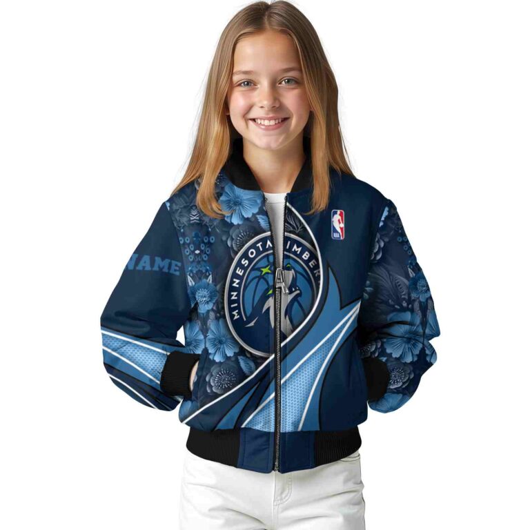 custom minnesota timberwolves floral print midnight blue jacket top rated jacketwow