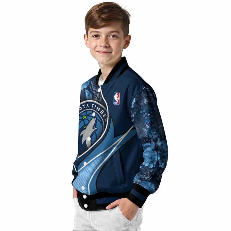 custom minnesota timberwolves floral print midnight blue jacket trendy jacketwow