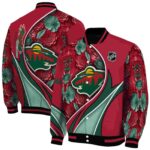 custom minnesota wild floral print red jacket best selling jacketwow