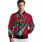 custom minnesota wild floral print red jacket best selling jacketwow
